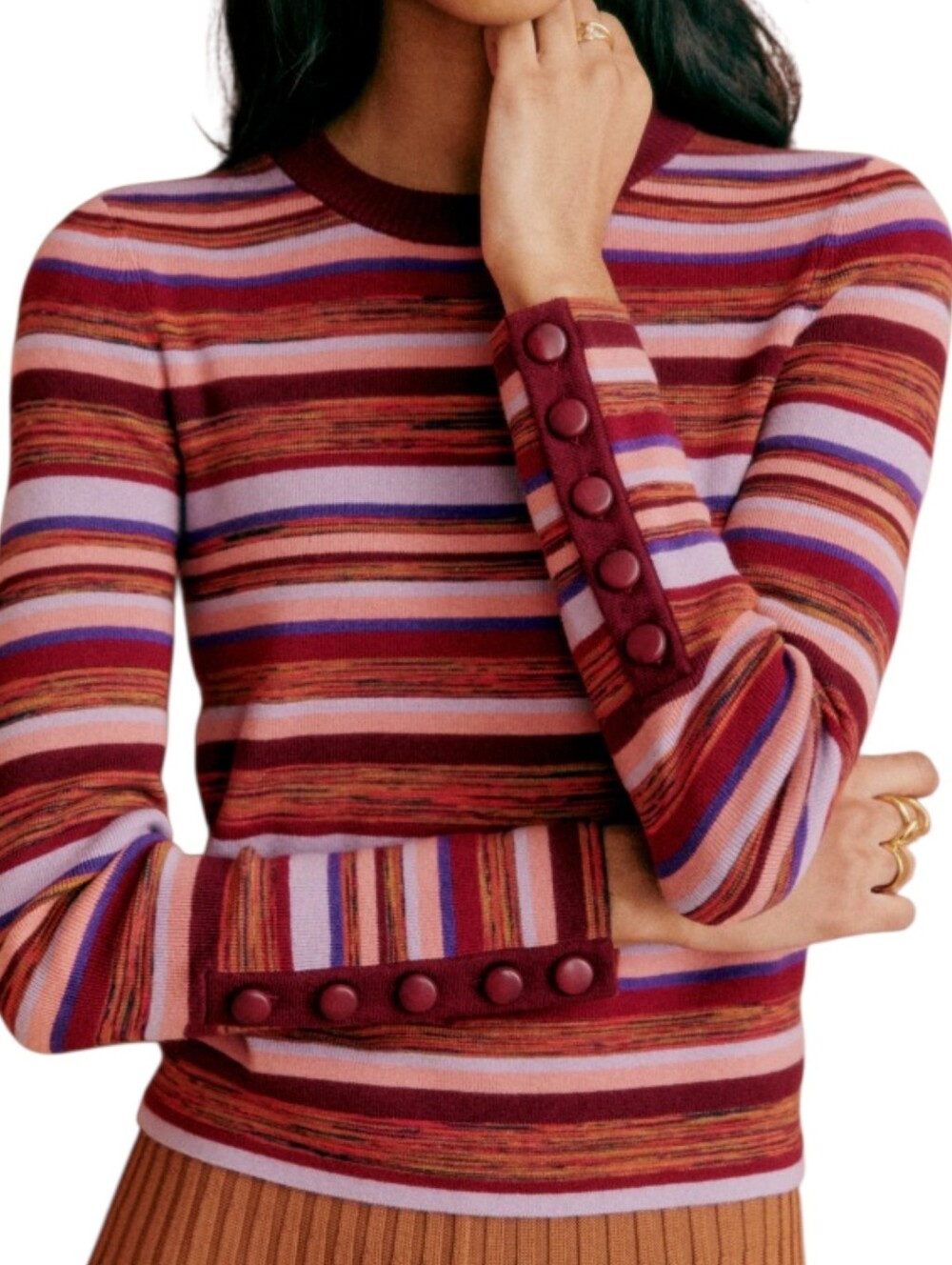 Sézane Clovis Jumper Women Large Multicoloured Merino Wool Striped